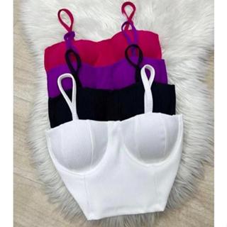Top Cropped Canelado 3D Tomara que Caía Com Alcinha Fina Diversas Cores Com Bojo