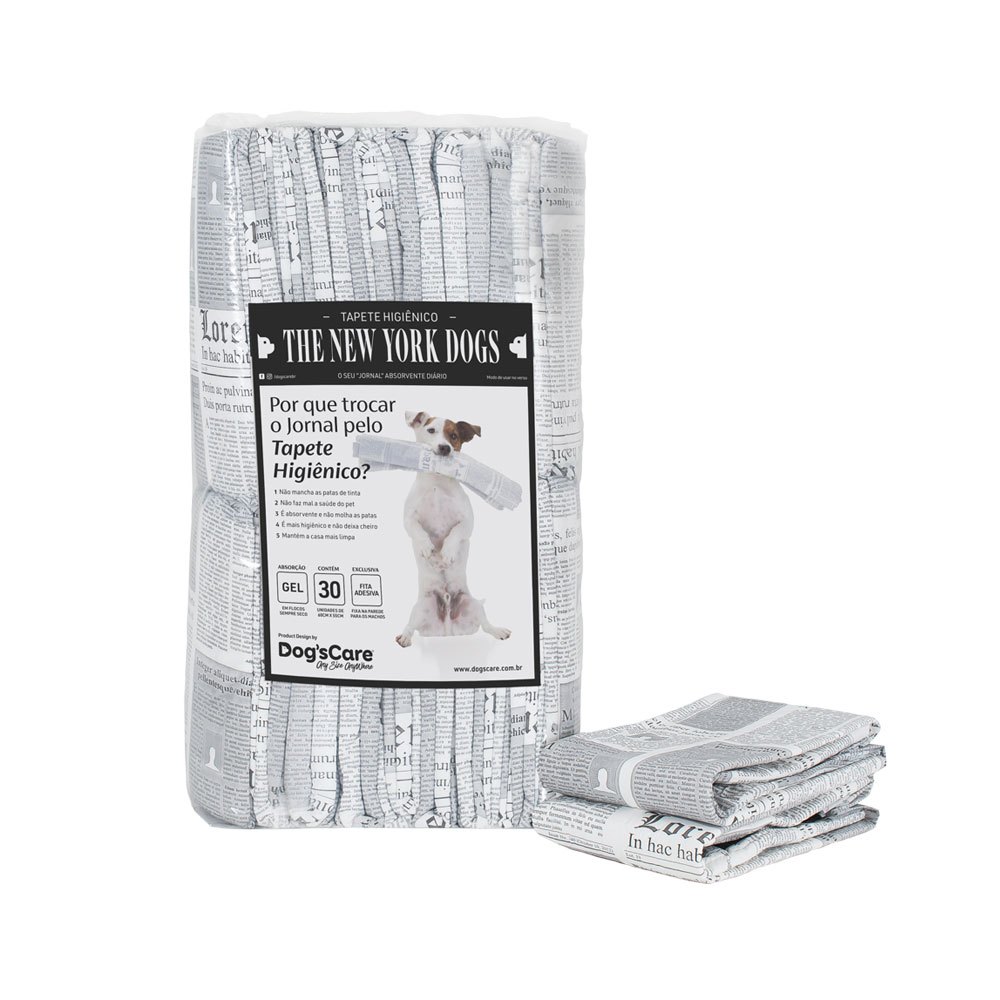 Tapete higiênico cães descartável 80x60cm Dogs Care the new York grande 80x60cm com 30 unidades cachorro Pet premium