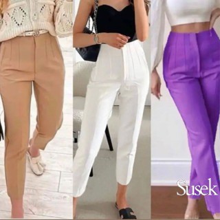 Susek Modasc Calça Alfaiataria Feminina Cintura Alta Laçamento Moda ZR 020