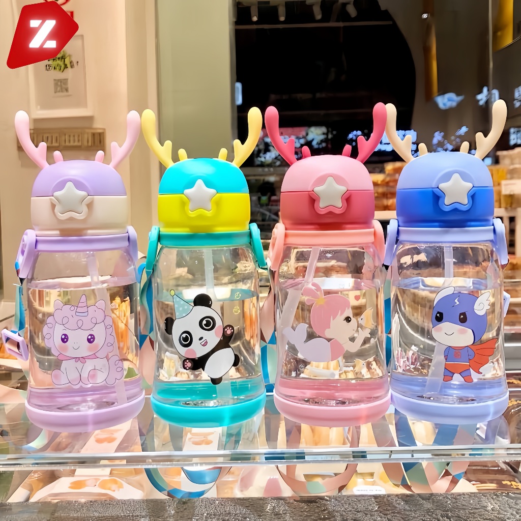 Garrafa De Alce Água Infantil Criança Portátil Com Canudo Desenho Multicolorido em Oferta na Shopee