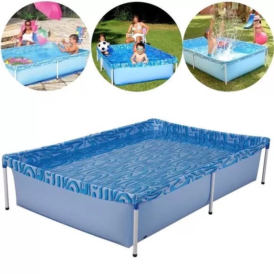 Piscina Retangular PVC Infantil Top 400 Litros Verão Estruturada de Armação - Mor