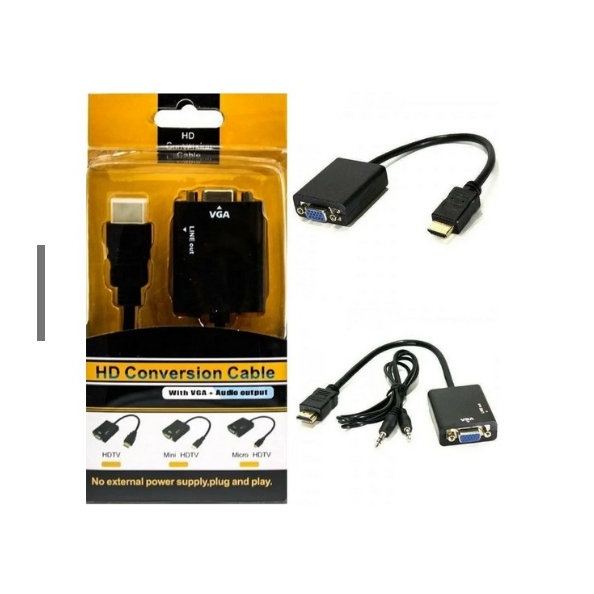 Adaptador Hdmi Para Vga Hd Conversion Cable saída de áudio