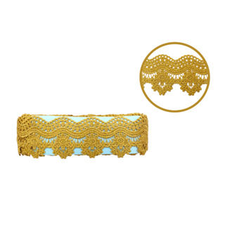 Renda Guipir Sa551 - Larg: 7,00cm - Dourada - 13,70 Mts Decoração Artesanato em Oferta na Shopee