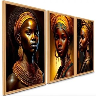 Quadros Decorativos Mulher Africana Ouro Linda Negra Belas