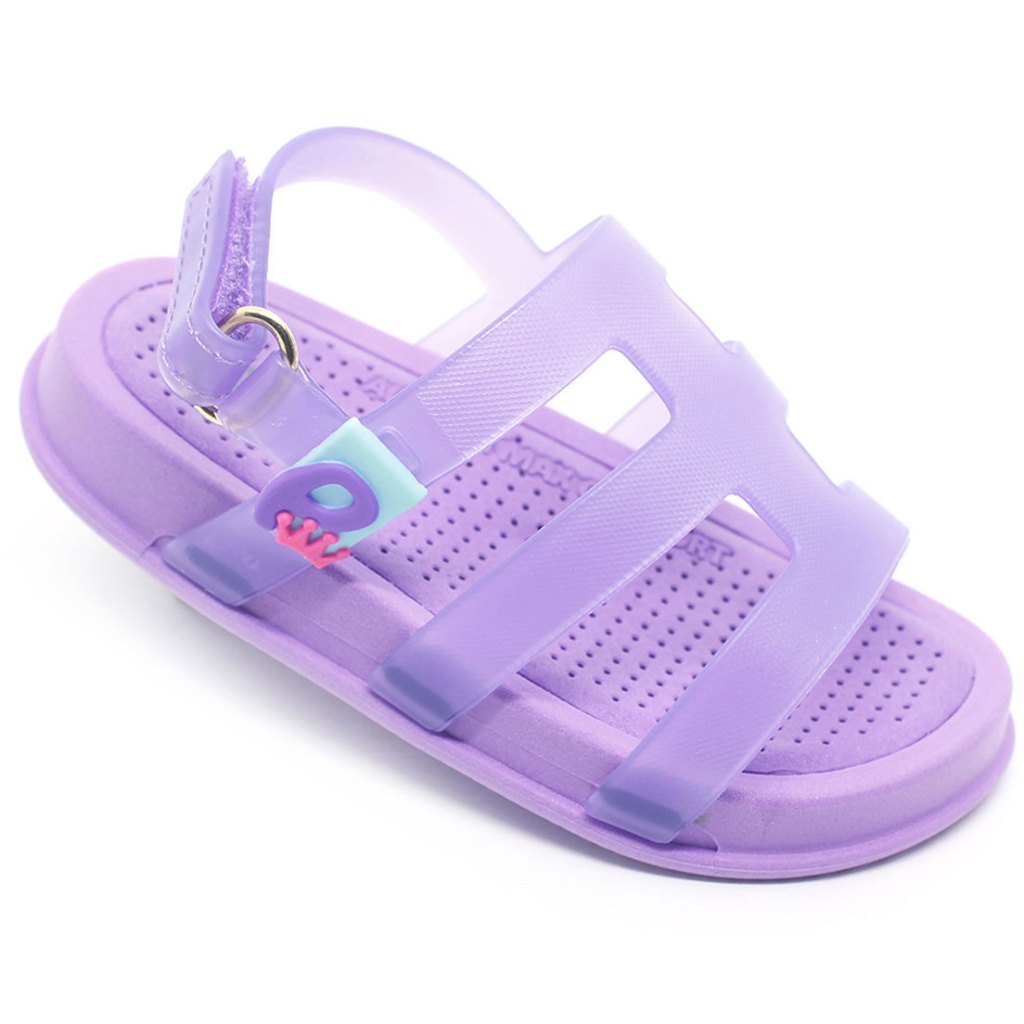 Sandália Infantil Tiras Menina Plugt  Blogueirinha Confortável Básica Calce Fácil Lilás - Baby & Kids Fashion