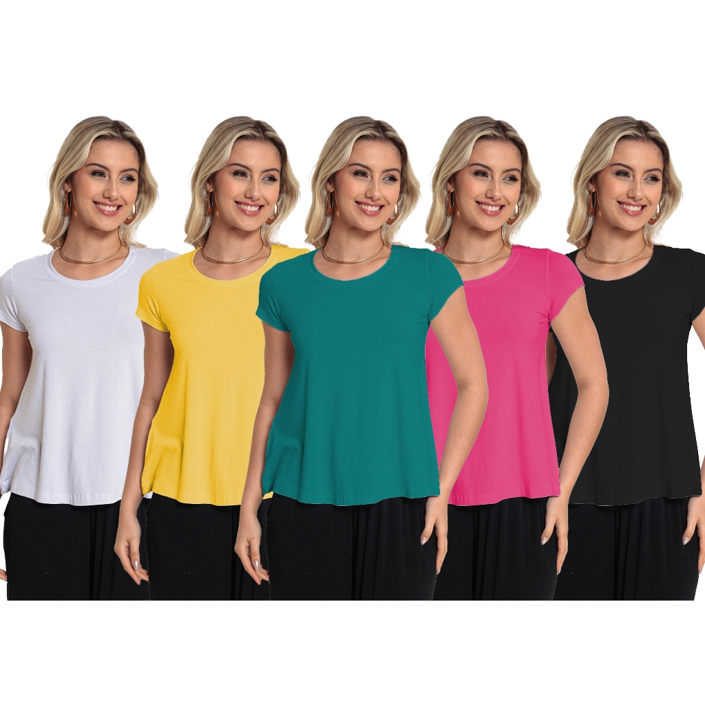 Kit com 5 Batas Básicas Gola Redonda 23303