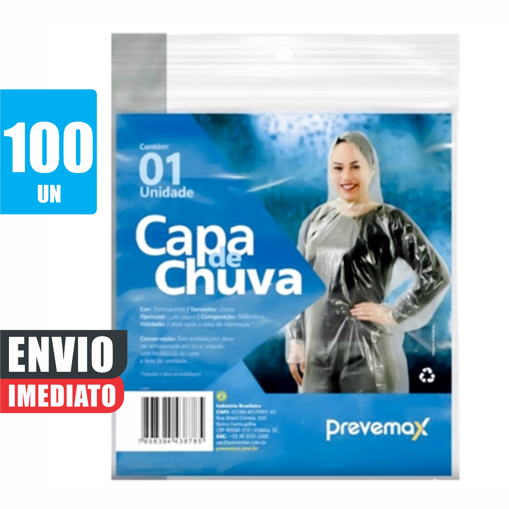 100 Capas De Chuva Descartável Com Capuz Shows Festas Futebol Parque Unissex