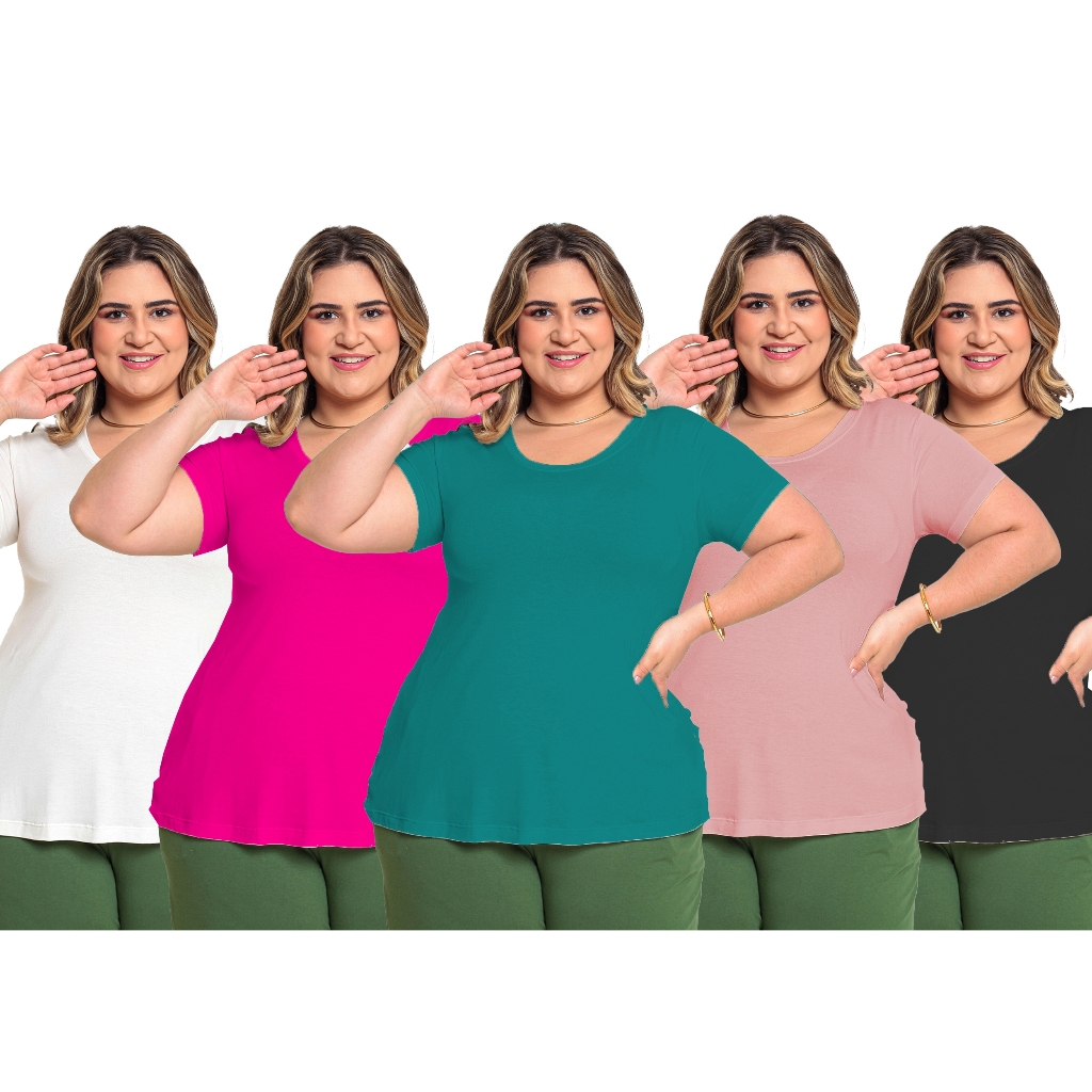 Kit com 5 batas básicas plus size 23303p