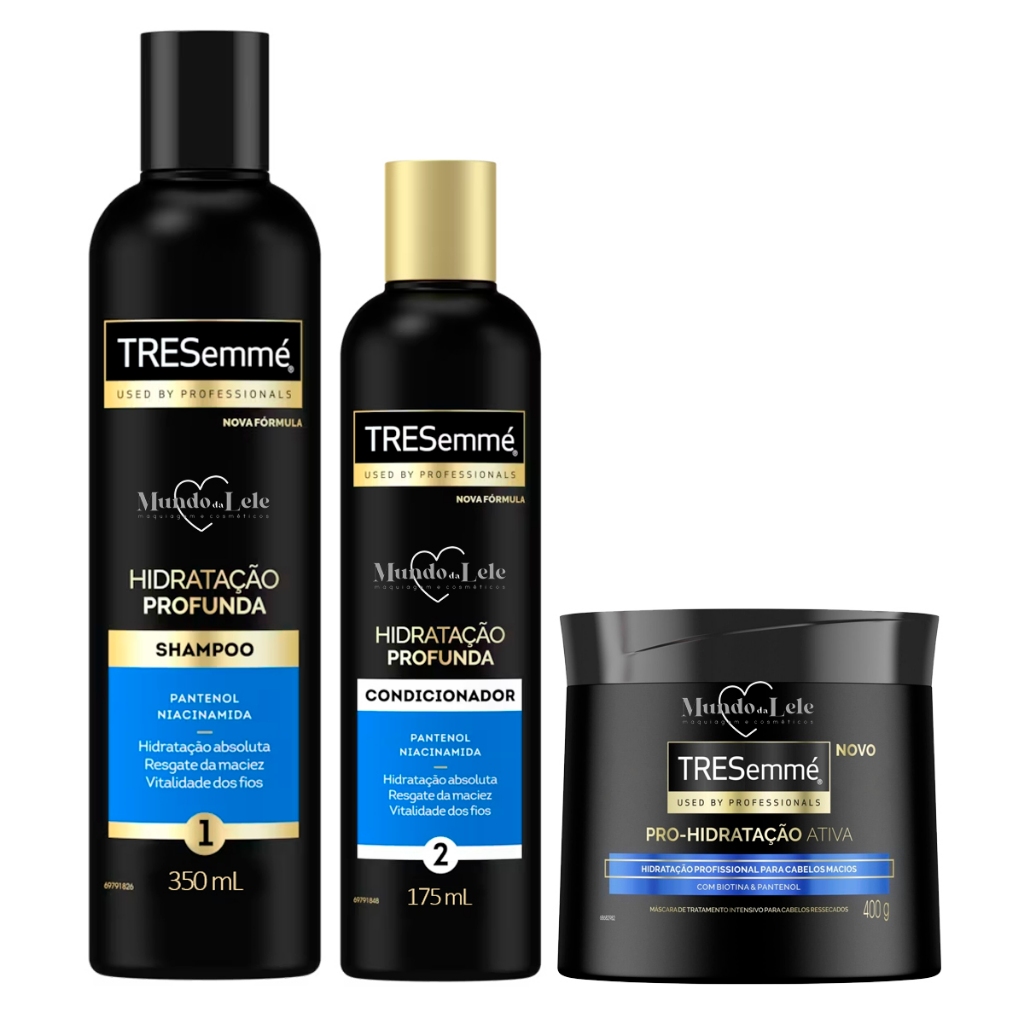 Kit Tresemmé Shampoo + Condicionador + Máscara  Hidratação Profunda - Beauty