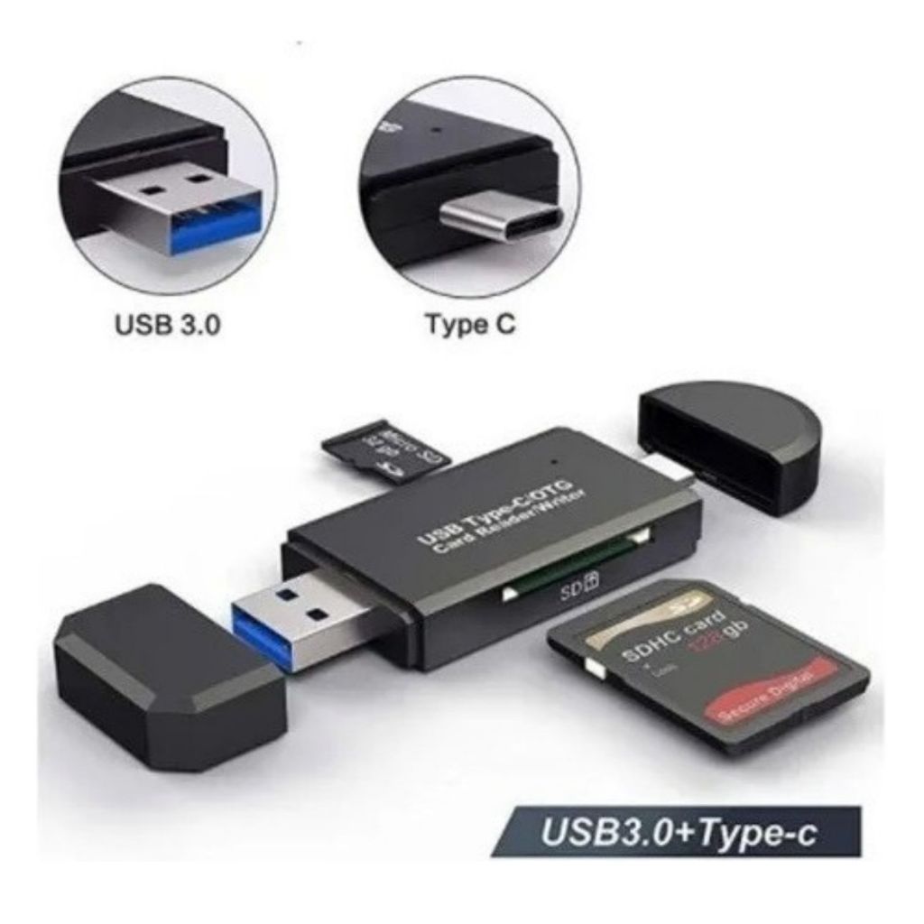 Leitor De Cartão 3 Em 1 Card Reader Usb 3.0 Type C Micro Usb