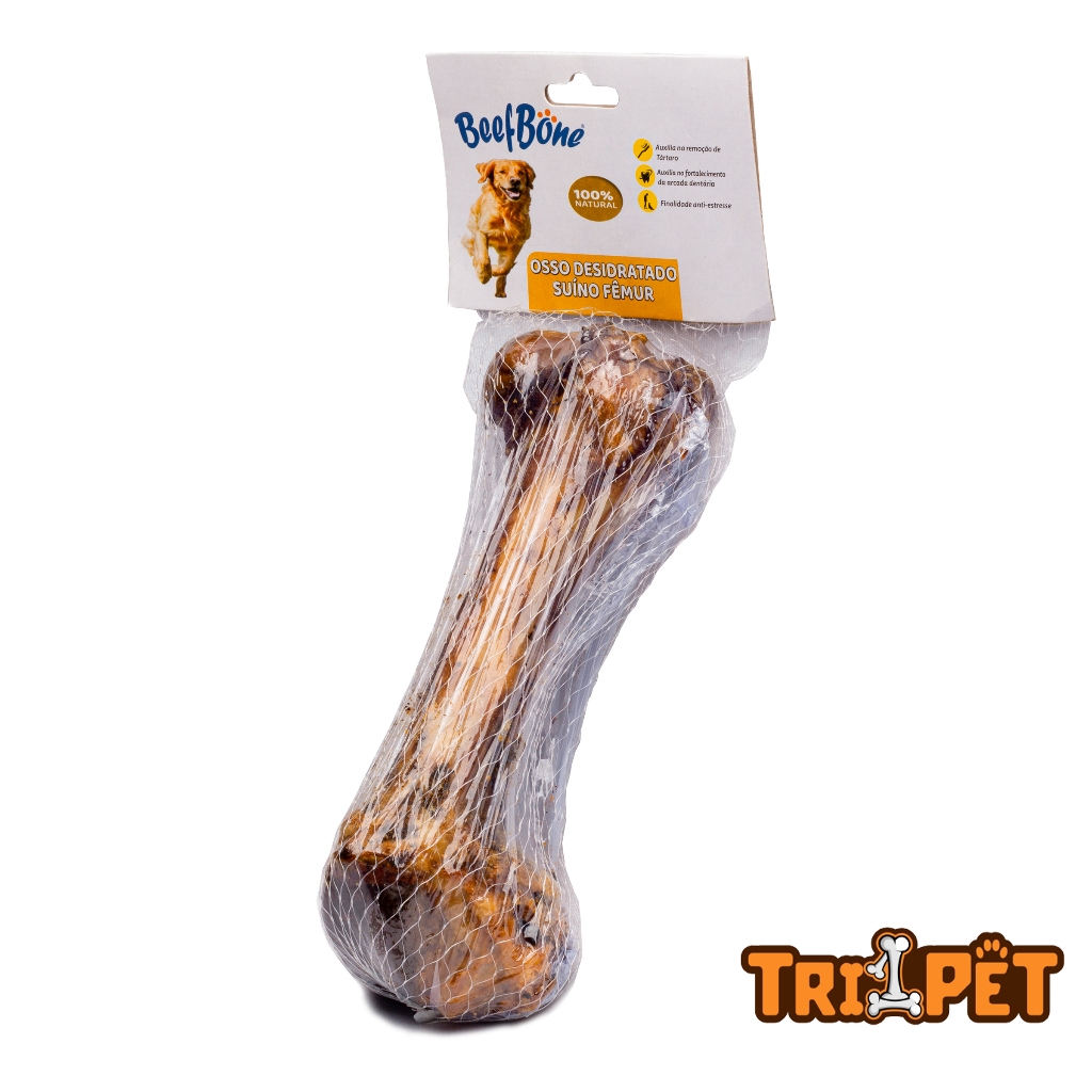Osso Defumado Para Cachorro Fêmur Suino Desidratado Mordedor Natural Canino Pet