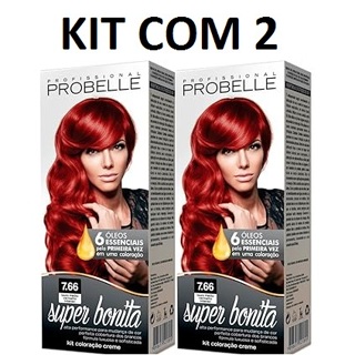 KIT COM 2 Coloração Super Bonita 7.66 Louro Médio Vermelho Intenso 50g em Oferta na Shopee
