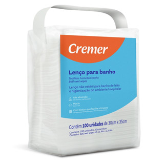 Lenço para banho no leito Limpeza Higiene Acamados Bebês Assepsia 100 Unidades Gramatura 65 tamanho 30x35