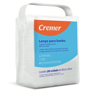 Lenço para Banho Cremer 100 Unidades Gramatura de 65 gramas 30x25