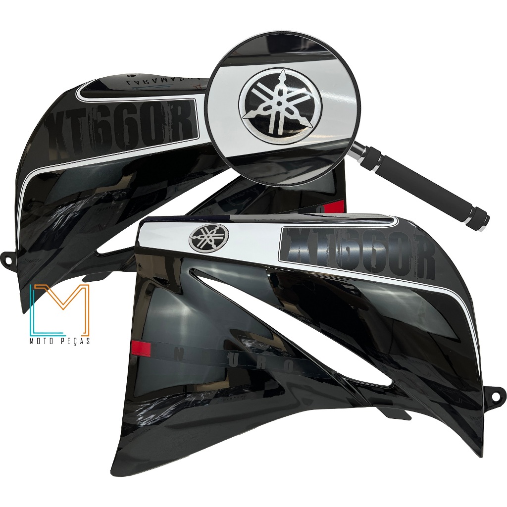Carenagem Par Aba Aleta Tanque Plastico Abs Com Adesivo Emblema Yamaha Xt 660