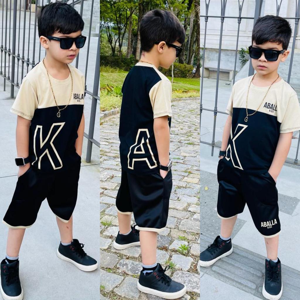 Kit Roupa Infantil Conjunto Masculino Camisa Bermuda Juvenil Premium Lançamento