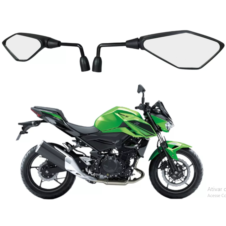 Retrovisor Kawasaki Z400 Haste Longa 90º Lente Plana Prata em Oferta na Shopee