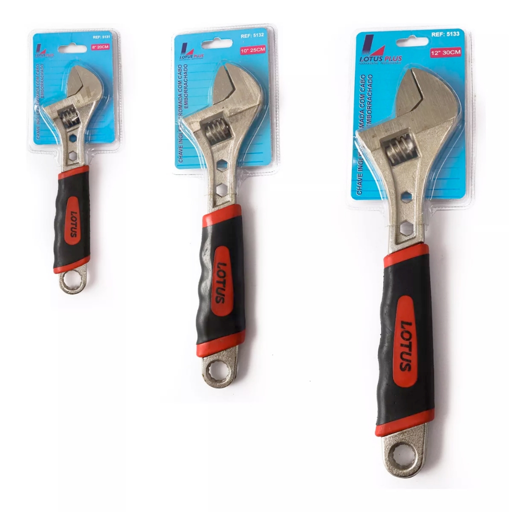 Chave Inglesa Ajustável Com Cabo Emborrachado 8 10 e 12 Polegadas Lotus Flex