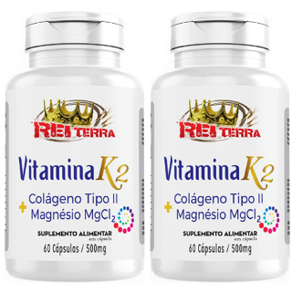 Kit 2 Vitamina K2 + Colágeno Tipo 2 + Magnésio 120 Cápsulas - Rei Terra em Oferta na Shopee