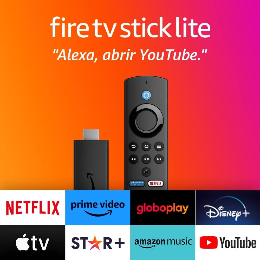 Fire TV Stick Lite | Streaming em Full HD com Alexa | Com Controle Remoto Lite por Voz com Alexa (sem controles de TV)