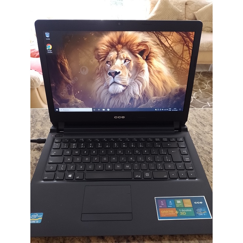 Notebook CCE Ultrafino N341 Preto - Intel Core i3-3217U - HD 1TB - RAM 4GB - LED 14" - Windows 10