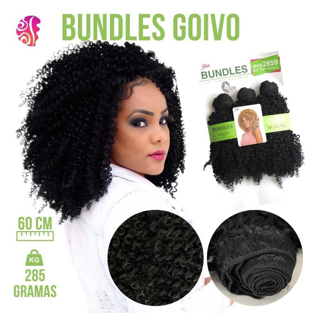 Cabelo Orgânico Cacheado - Goivo Bundles - Pacotão Sleek - Cor 1b