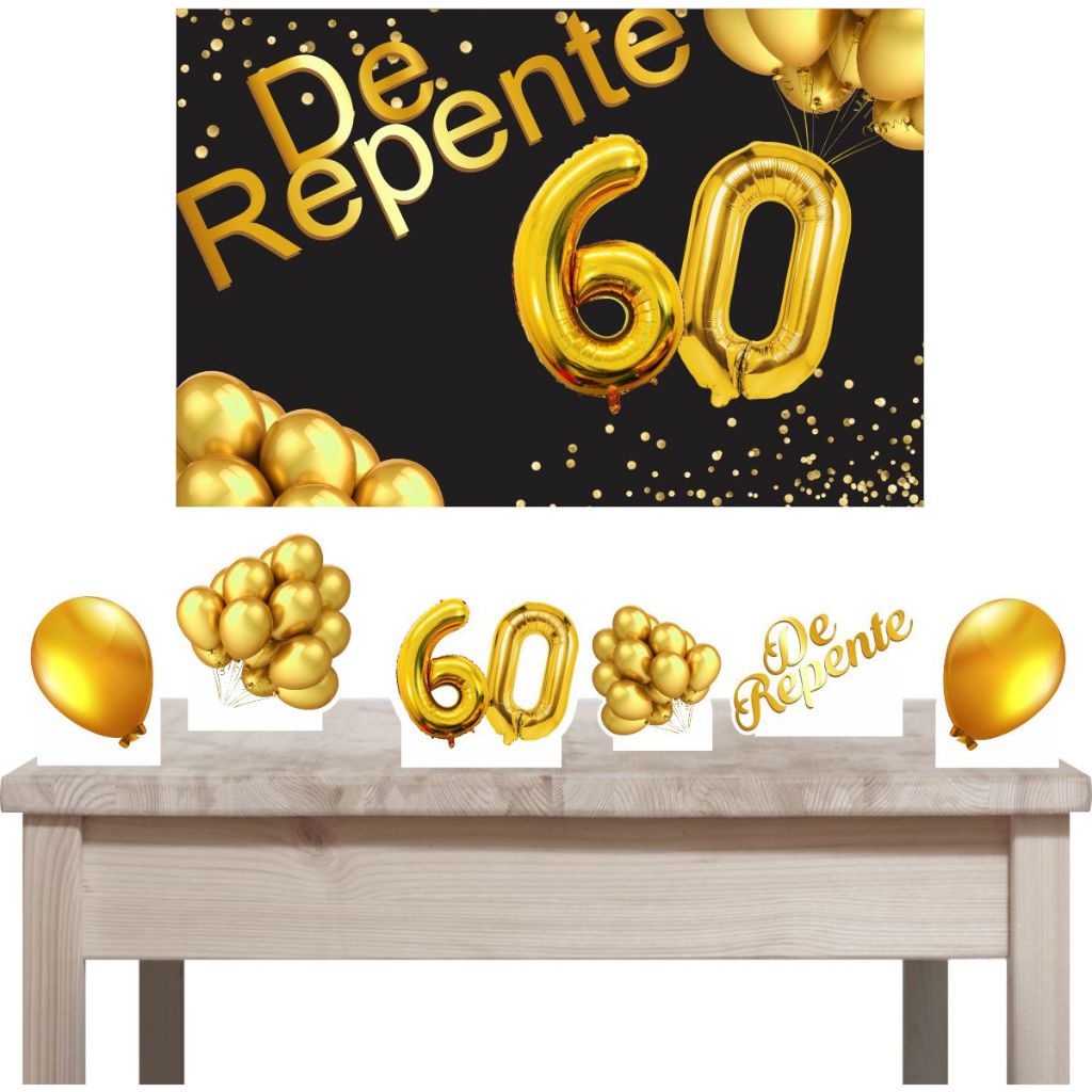 Kit Festa De Repente 60 Com Displays Mesa em MDF +  Painel Decorativo