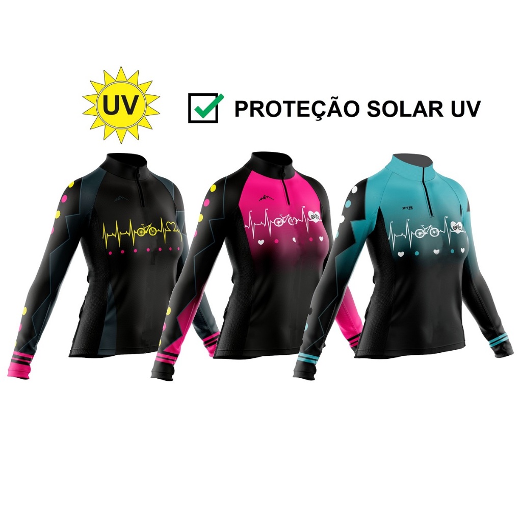 Camisa para ciclismo ciclista roupa manga longa feminina feminino comprida frio proteção
