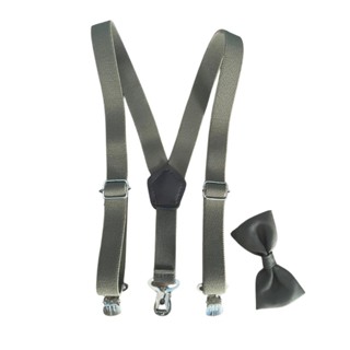 Kit Suspensório E Gravata Borboleta Infantil VERDE OLIVA