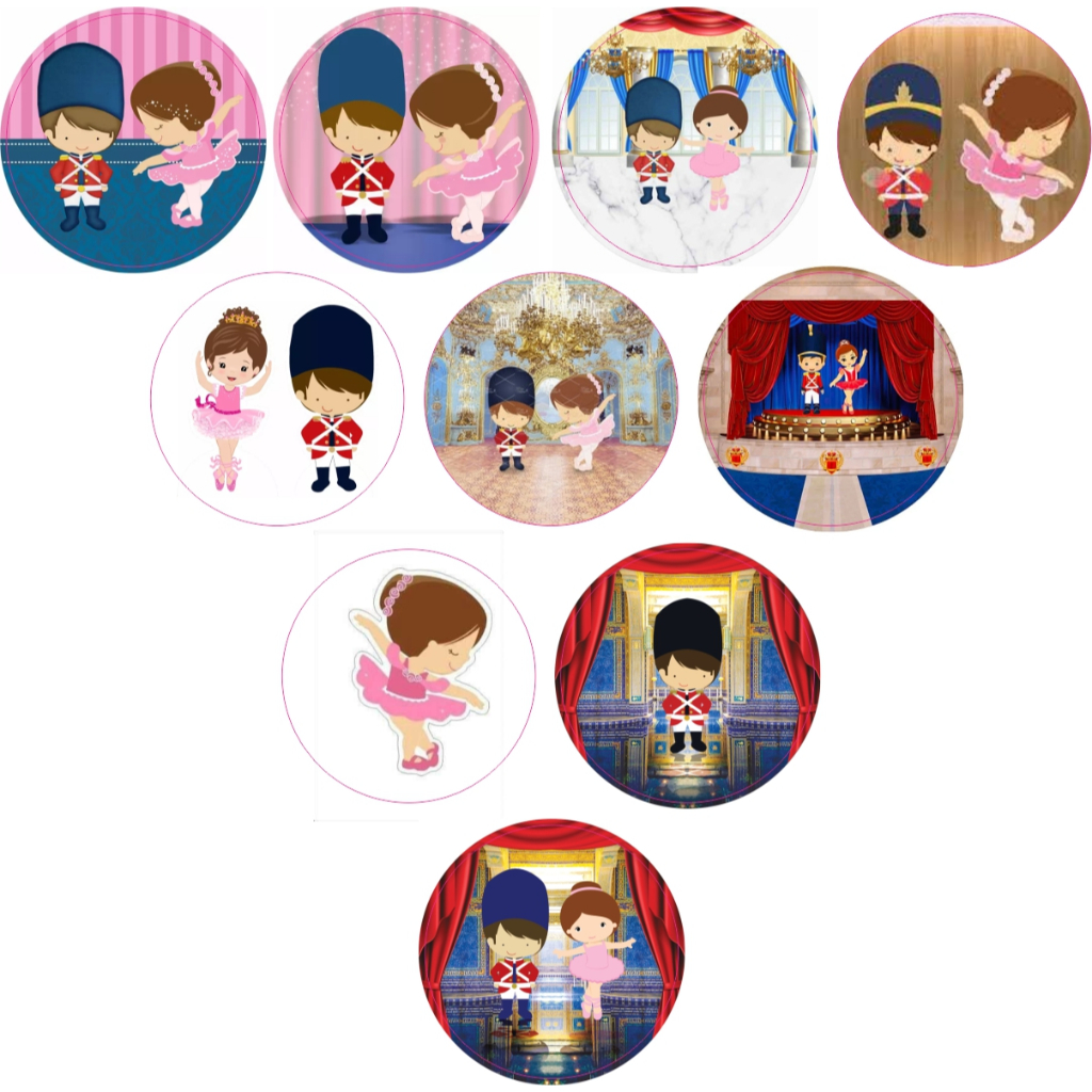 Adesivos  kit 100 selos Bailarina e Soldadinho 4cm x 4cm COM RECORTE