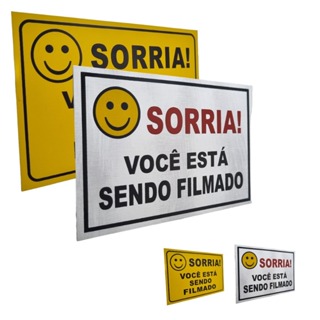 Placa Sorria Você Esta Sendo Filmado 18 x 12 cm em Alumínio em Oferta na Shopee
