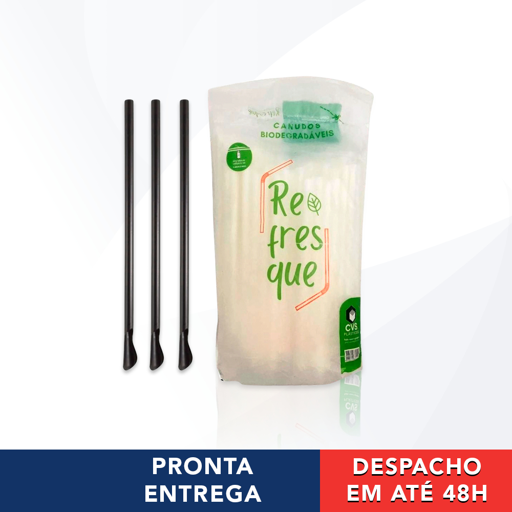 100 Canudos De Plástico Mexedor Para Drinks Biodegradável Preto - Refresque