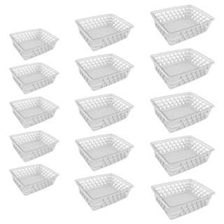 Cesto Organizador Kit 15 Peças Pequeno Medio e Grande Transparente Para Gaveta e Geladeira em Oferta na Shopee