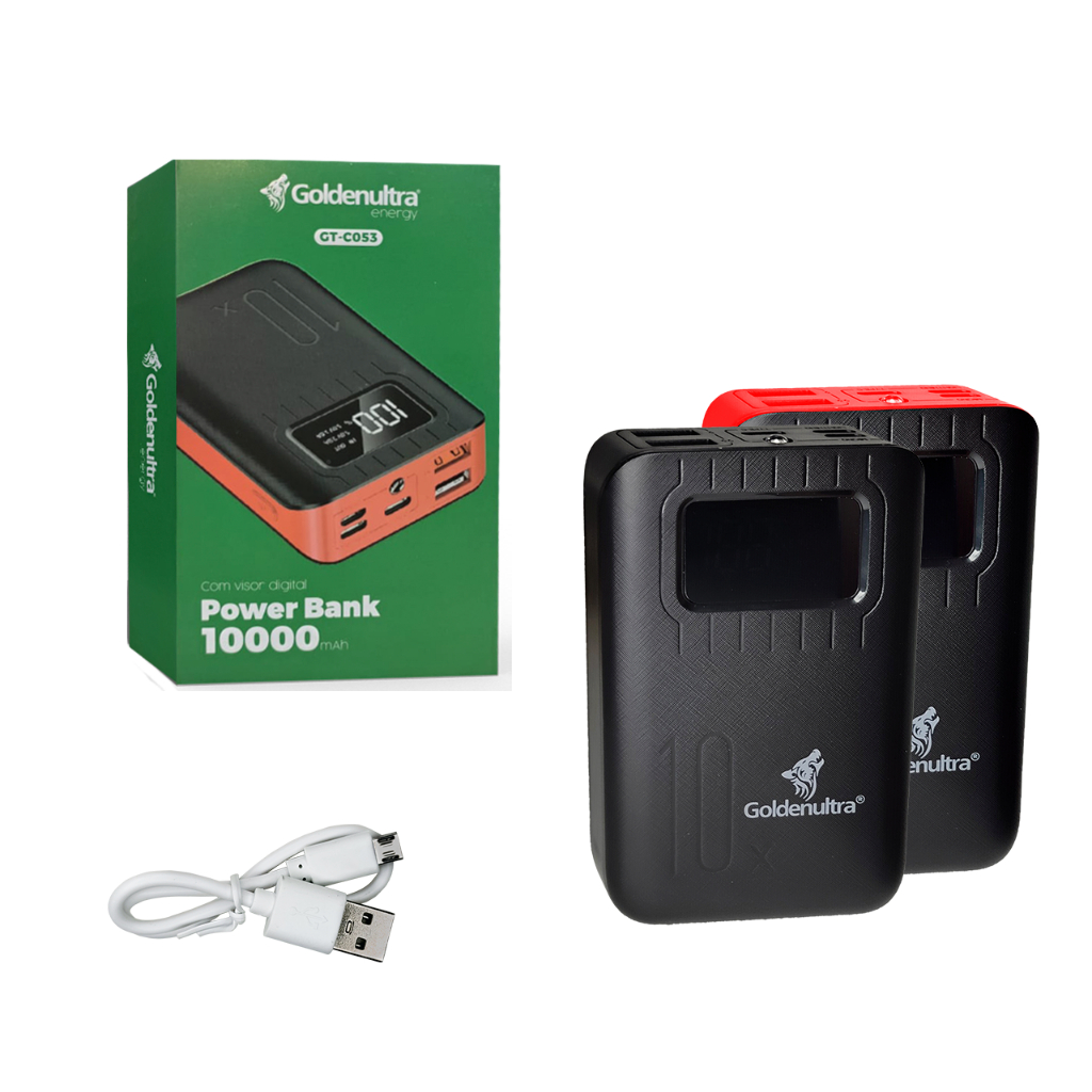 PowerBank Carregador Robusto GoldenUltra 10000mAh - Carregamento Portátil e Confiável para Seus Dispositivos em Oferta na Shopee
