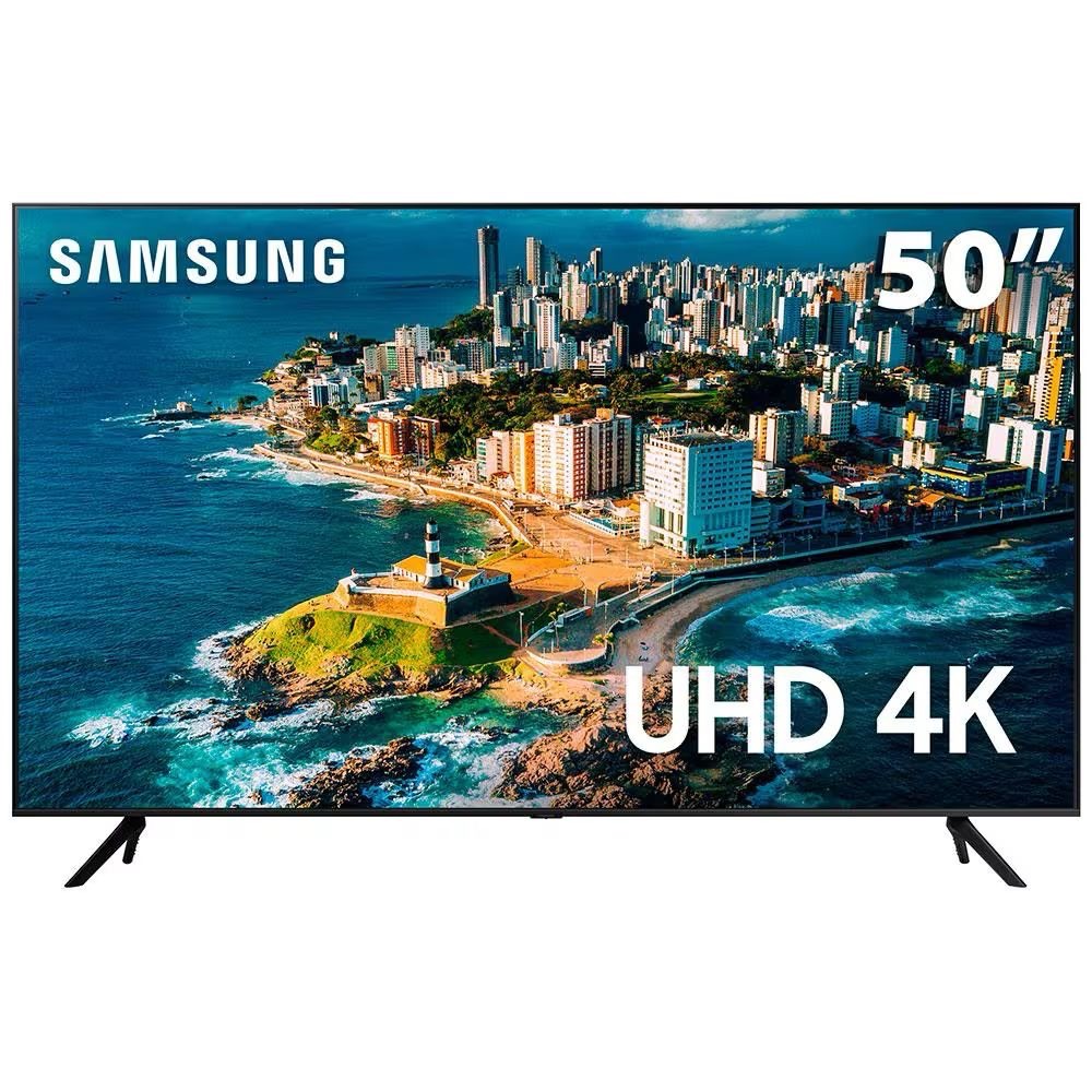 Smart TV Samsung 50 Polegadas UHD 4K, 3 HDMI, 1 USB, Processador Crystal 4K, Tela sem limites, Visual Livre de Cabos, Alexa