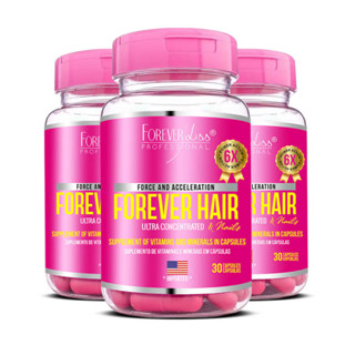 Forever Liss Kit Tratamento 3 Meses Forever Hair Crescimento Capilar - Acelera o Crescimen...