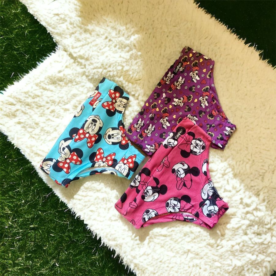 Kit 2 Calcinha Feminina De Criança Infantil Estampada Desenho Personagens Cos Duplo Conforto Calcolinha Fofos