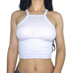 Cropped BRANCO de alcinha 96% algodão 4% elastano.
