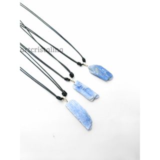 Colar Pedra Cianita Azul Natural bruta Cristais naturais