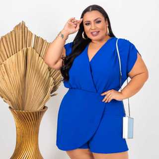 Macaquinho Plus Size Luxo Curto Moda Feminina