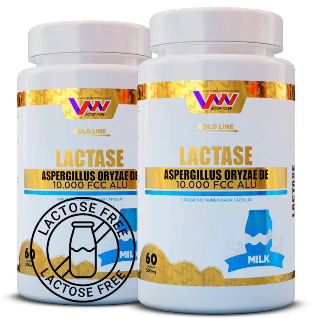 kit 2 Enzima Lactase 10.000 Fcc 60 Cápsulas 500mg - Lactoze - intolerância a lactose a derivado do leite