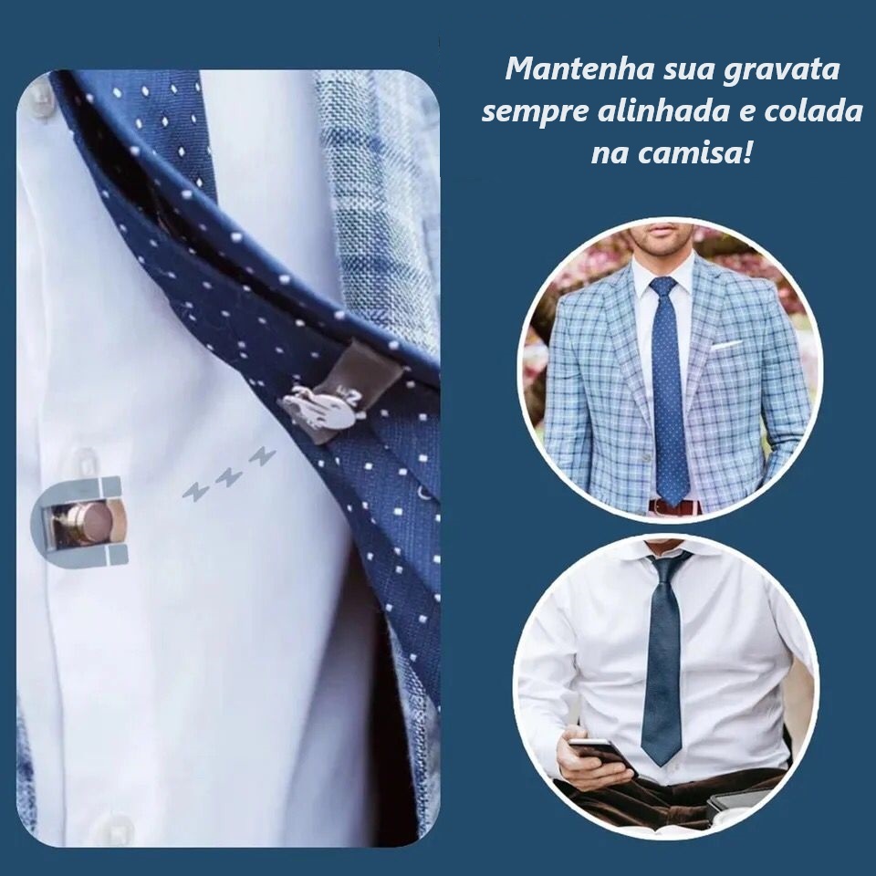 Prendedor clips de gravata social invisivel magnetico ima