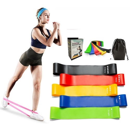 Kit 5 Faixa elástica Thera Mini Band Fisioterapia Multifuncional Crossfit