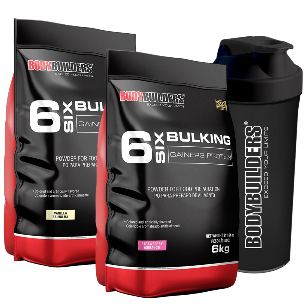 Kit 2x Hipercalórico 6 Six Bulking Protein 6kg + Coqueteleira - Bodybuilders