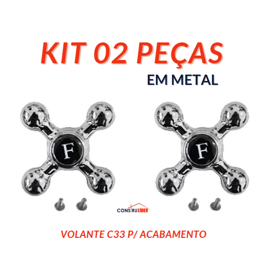 Kit 2 peças - Volante Cruzeta C33 em Metal para Acabamento de Registro de Chuveiro ou Torneira de Cozinha/Banheiro em Oferta na Shopee