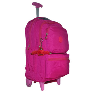 Mochila Femenina de Rodinha Tipo Tactel com Macaco