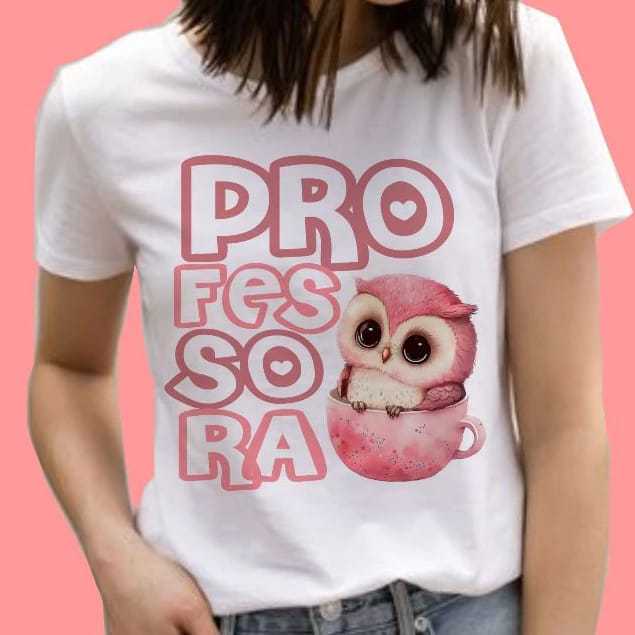 Camiseta Tshirt Feminina profissão professora coruja Baby look estilosa profissão pedagogia