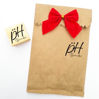 Carimbo Personalizado 3x3cm Logomarca Logo para Sacola Kraft Tag Envelope Tecido Plástico Caixa Mdf Papel Madeira