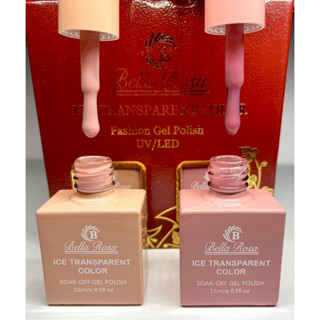 Kit 2 Esmalte ICE TRANSPARENT COLOR Fundo Postiça Realista Bella Rosa 15ml Lançamento