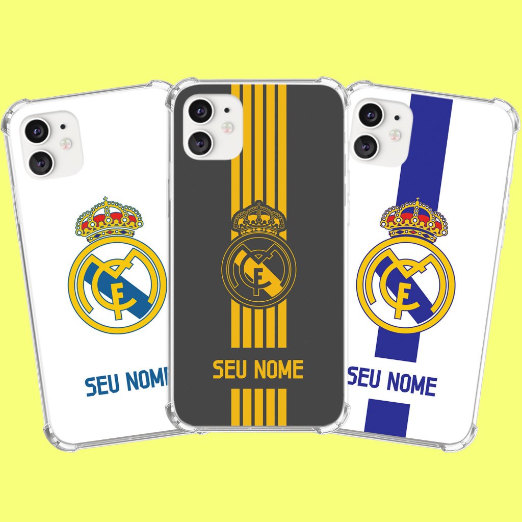 Capa Capinha de celular Personalizada Anti-impacto com nome Real Madrid